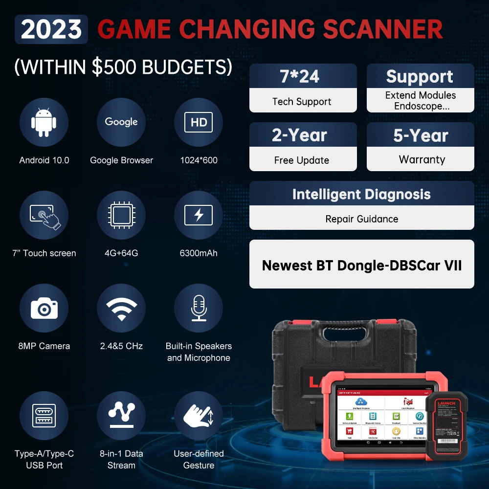 X431 CRP919X LAUNCH BT Car Diagnostic Tool DBScar VII VCI Auto OBD OBD2 Scanner Active Test ECU Coding CANFD DOIP 31+ Reset view 6