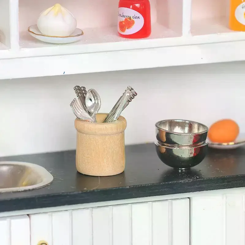 

1Set Miniature Kitchen Utensils Set 1:12 Scale Dollhouse Cookware Tools Dollhouse Kitchen Decoration Micro Scene Pretend Play