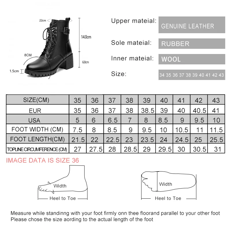 DIMANYU Women's Anti slip 2024 New Genuine Leather Women's Winter Boots Wool Warm Women's Motorcycle Boots