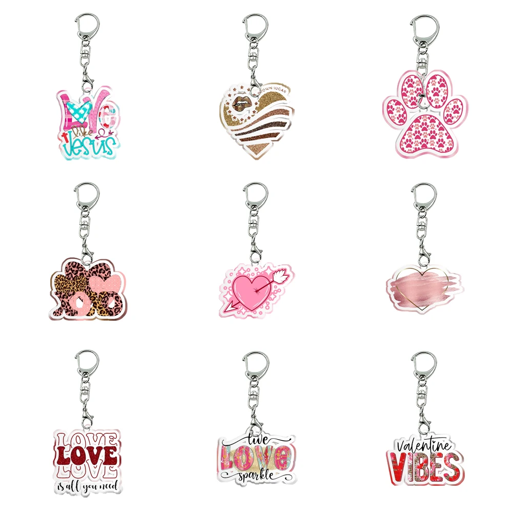 New Women Men Acrylic Romantic Cute Keychain Transparent Acrylic Trinket Gifts For Friends Pendants