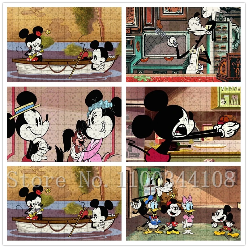 

Disney Cartoon Jigsaw Puzzles for Children Mickey Minnie Mouse 300/500/1000 Pcs Paper Puzzles Kid Education Assemble Game Toys