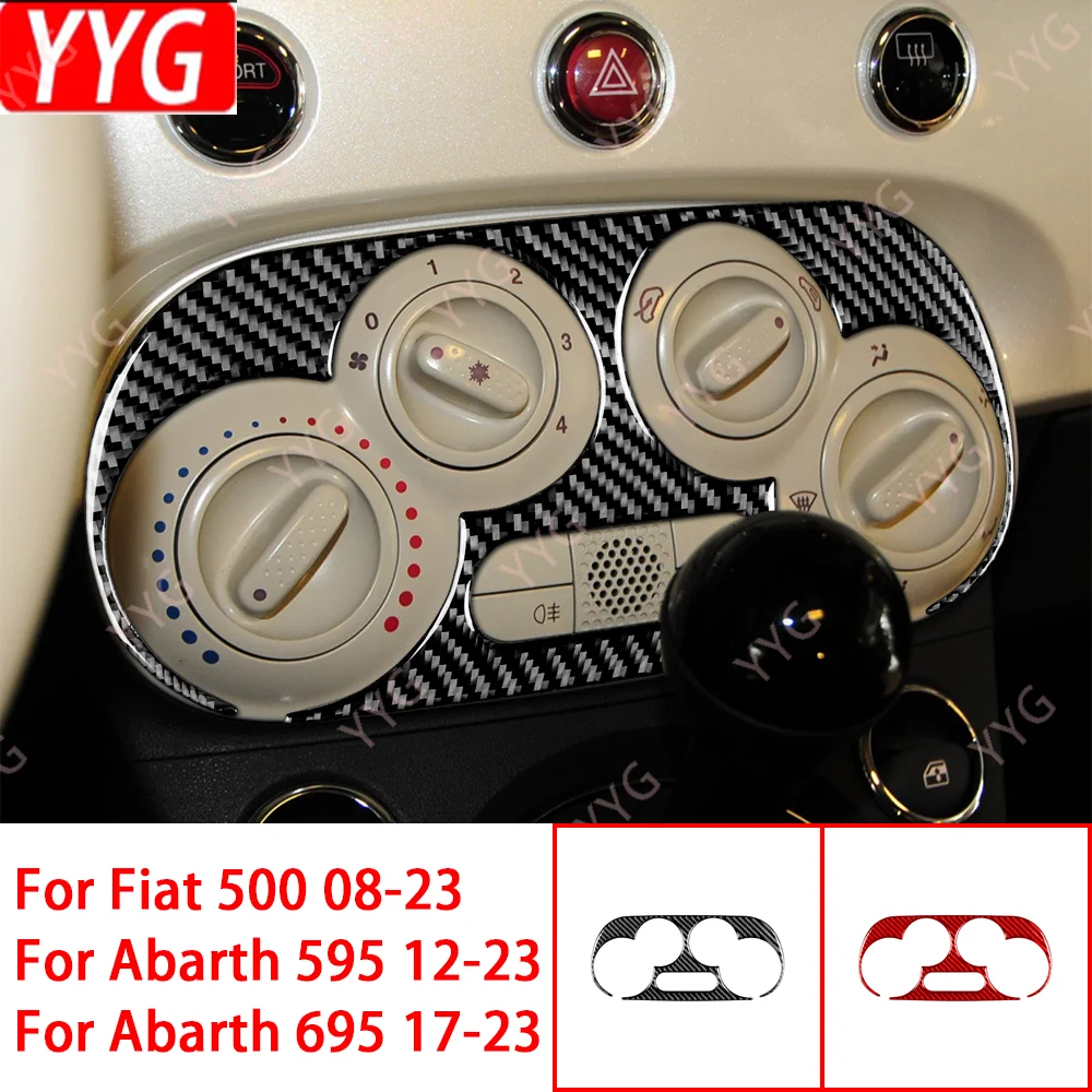 

For Fiat 500 For Abarth 595 695 Car Interior Accessories Carbon Fiber Center Console AC Air Conditioner Panel Cover Trim Sticker