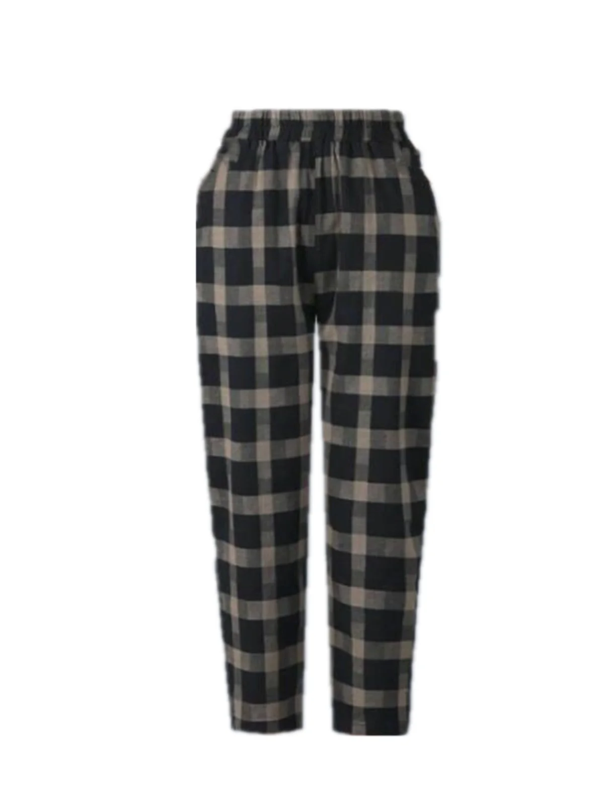 Pantaloni Harajuku scozzesi dimagranti Pantaloni casual estivi in cotone sottile da donna Pantaloni coreani Sle Nove punti l Vita ket