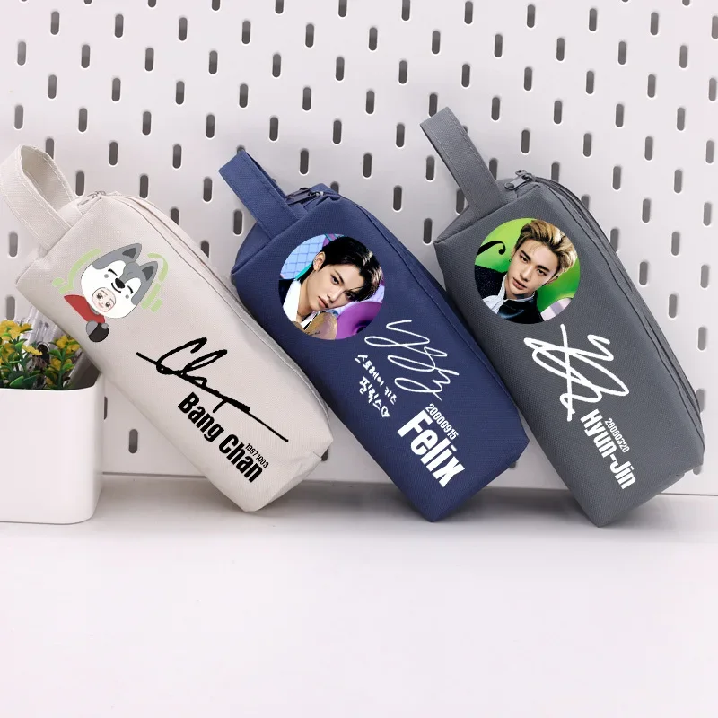 

18*9*7CM Felix Bang Chan Hwang Hyun Jin Chang-Bin Popular Korean Idol Boy Group Cute Large Capacity Pencil Case School Supplies