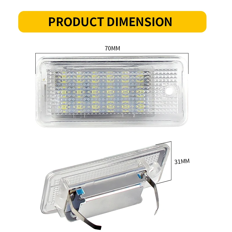 2Pcs For Audi LED Number Light A3 A4 S4 RS4 B6 B7 A6 RS6 S6 C6 S5 Q7 A8 S8 Avant Canbus Error Free License Plate Lamp 8E0807430A