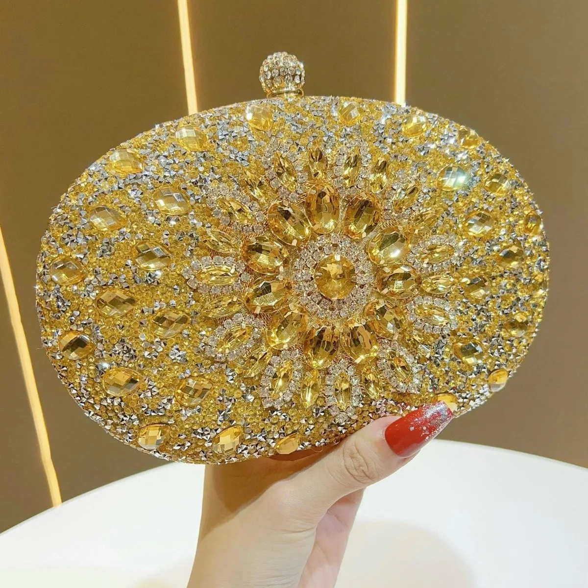 

Diamond Floral Evening Bags Rhinestones Chain Shoulder Crossbody Bags For Women Luxury Design Handbags Party Wedding Clutch
