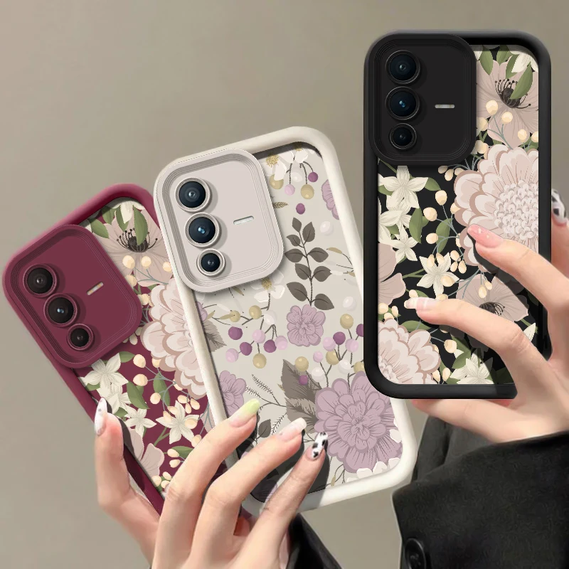 زهرة سيليكون جراب هاتف ل Vivo V60 V27 V25 V23 V23E V50 V40 Pro V30 SE V30E V29E V29 V27E ماتي رشاقته واقية الوفير #1