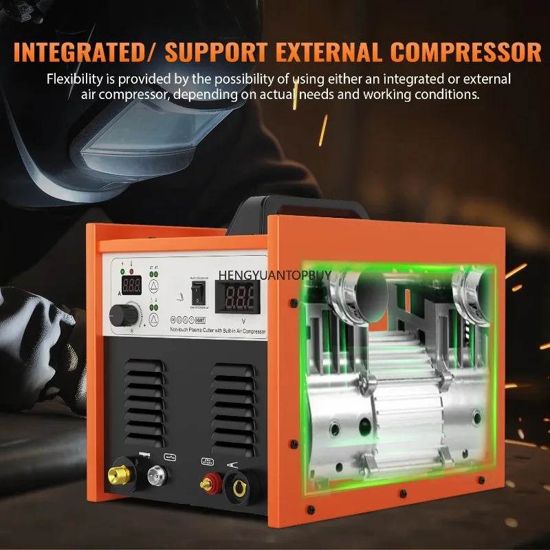 A HBC8000II Plasma Cutter With Built In Air Compressor Also External Non-Touch Pilot Arc 50Amp 220V Digital Inverter IGBT