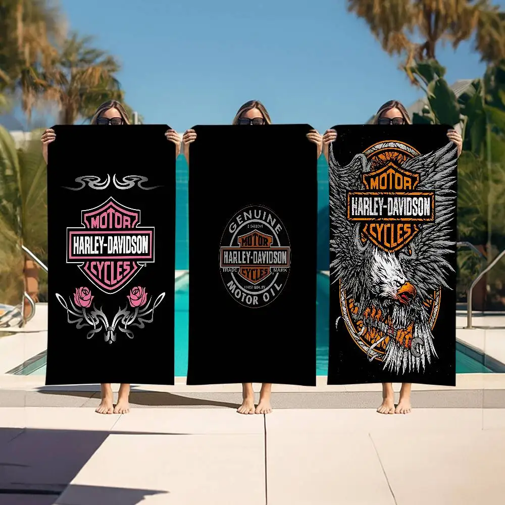 H-HarleyS LOGO Davidson Microfiber Printed Beach Towel Mountain Climbing Yoga Beach Swimming Running Absorbent Soft Towel