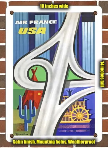 METAL SIGN - 1963 French Airline USA - 10x14 Inches