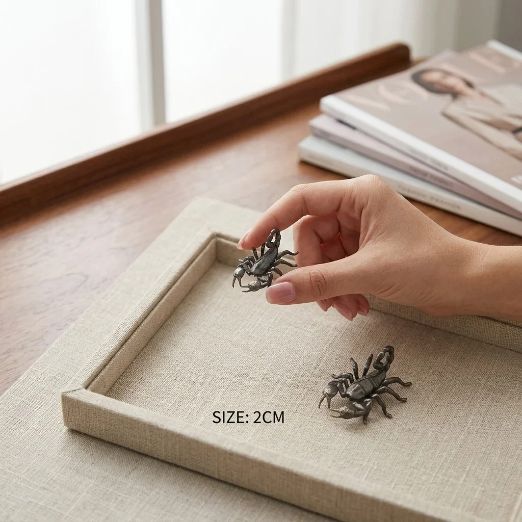 Mini Scorpion Statue Bronze Figurine Desktop Decoration Ornament Small Gift for Home Office Shelf Collectible Souvenir Animal