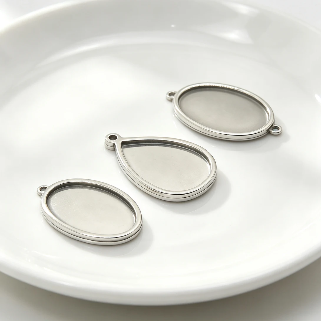 20Pcs Stainless Steel Oval Bla - đánh giá và giá Pendant Blank Bezel