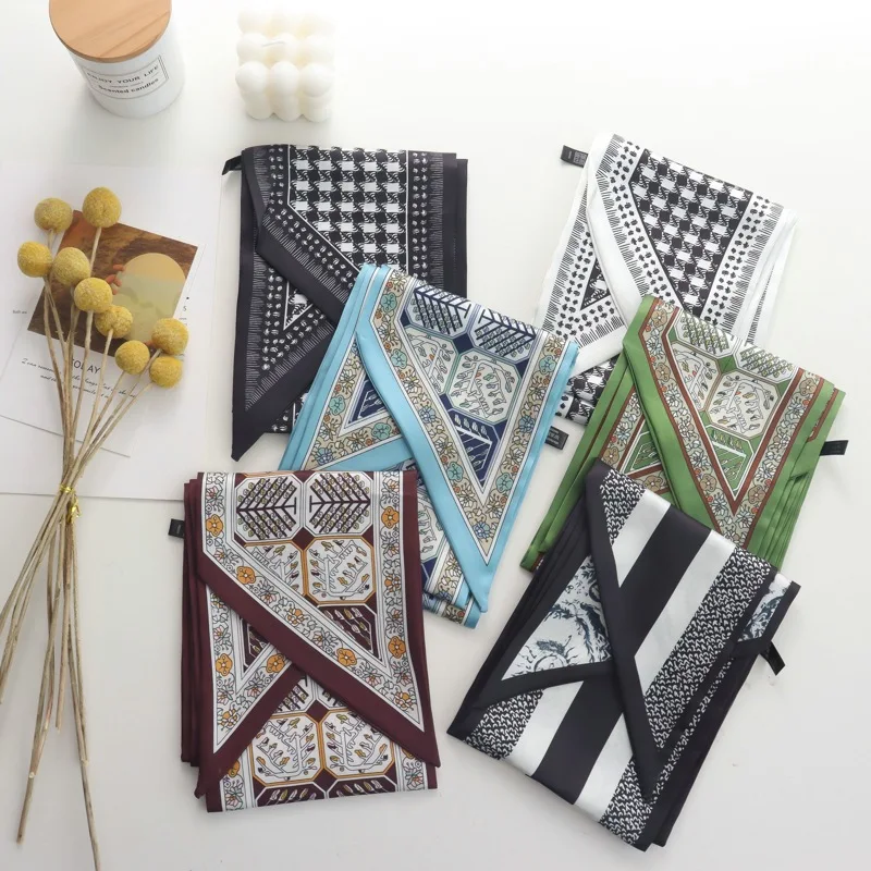 2025 New Long Korean Style Small Square Towel Women's Scarf Thin Type Sunscreen Scarf Neck Protection Arm Bag All-Matching
