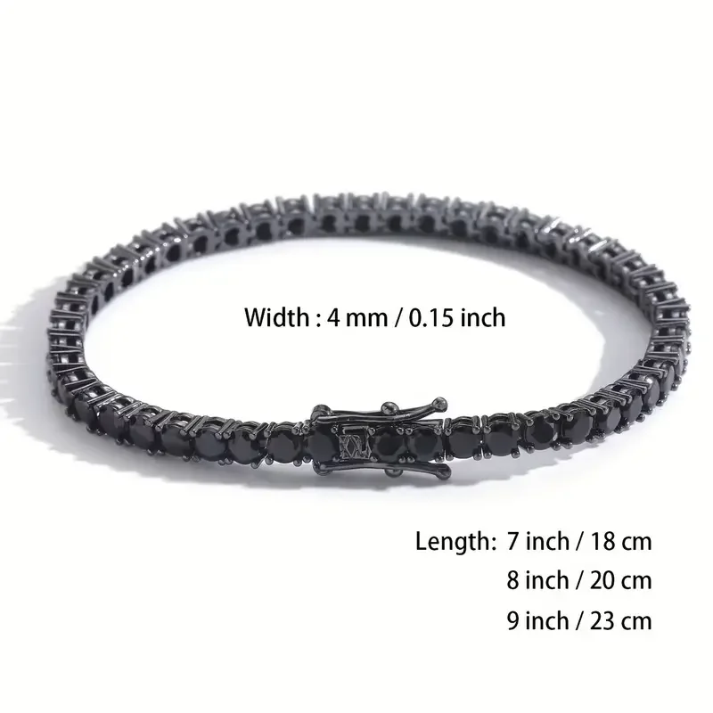 Iced Out 4mm Black Tennis Bracelet For Men Copper CZ Hip Hop Rapper Style Jewelry Perfect Gift For Thanksgiving Christmas