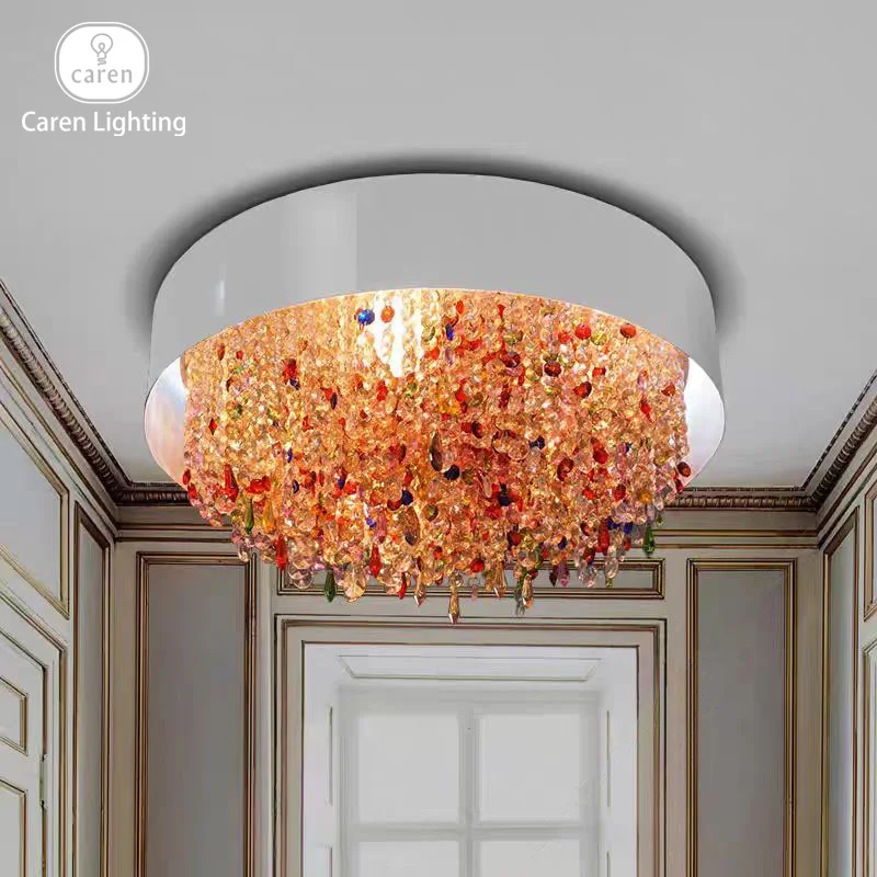 Caren Lighting Italian Flush Mount colorful K9 Crystal Ceiling Lights Elegant Stylish Modern Nordic creativity Salon Home Decor