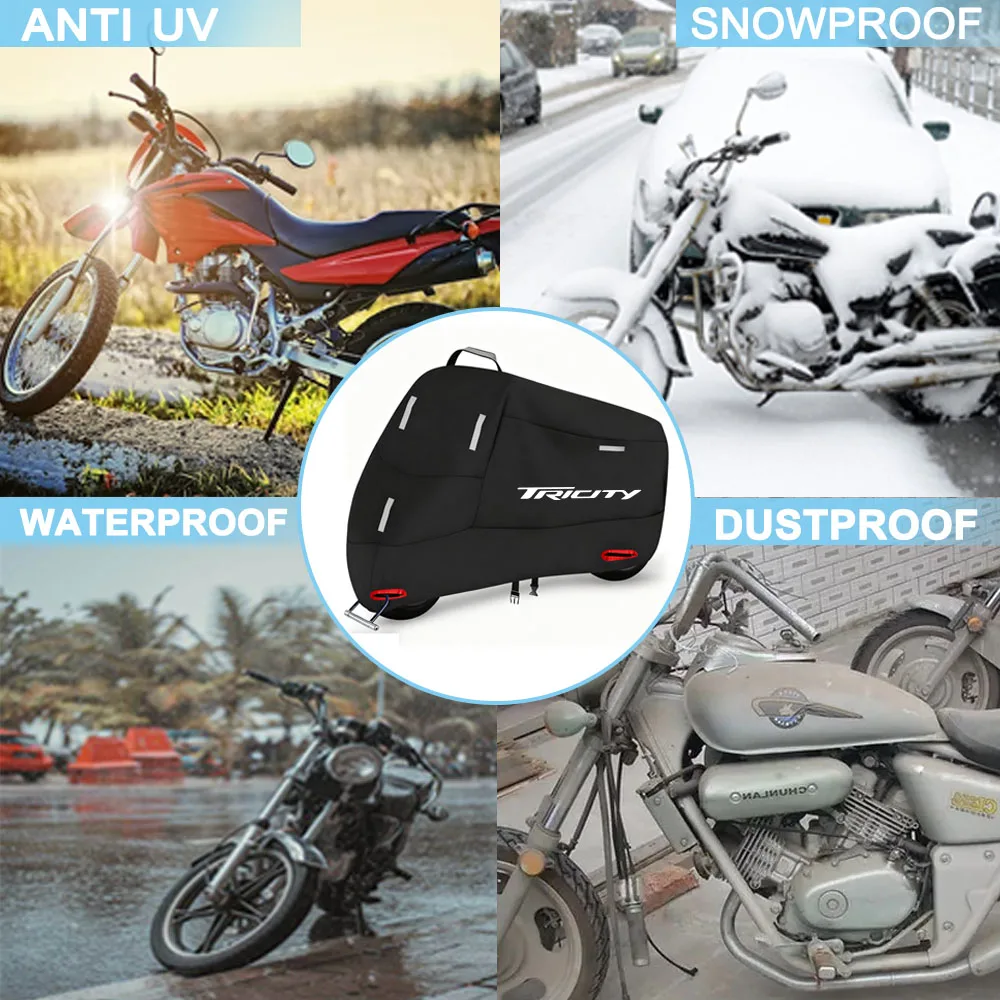 Motorcycle Cover 300D Oxford Waterproof Outdoor Snow Dust UV Protection for Tricity 125 2014-2025 Tricity 155 2016-2025 3