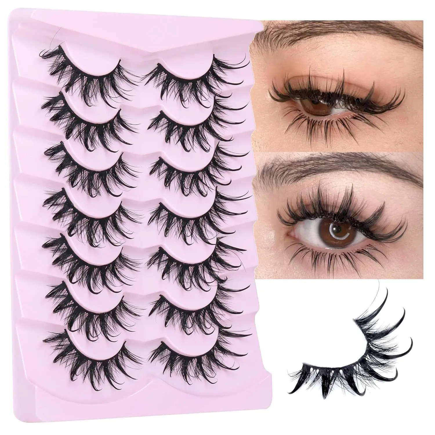 Manga Lashes Wet Look Thai-Stil Anime Cosplay Falsche Wimpern 18 mm stachelige dicke dramatische Puppenwimpern Japanische koreanische Wimpern 7 Pa