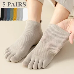 5 Pairs Men Toe Socks with Separate Fingers Low Cut Ankle Socks Men Five Finger Socks Sports High Quality Cotton Summer Mesh