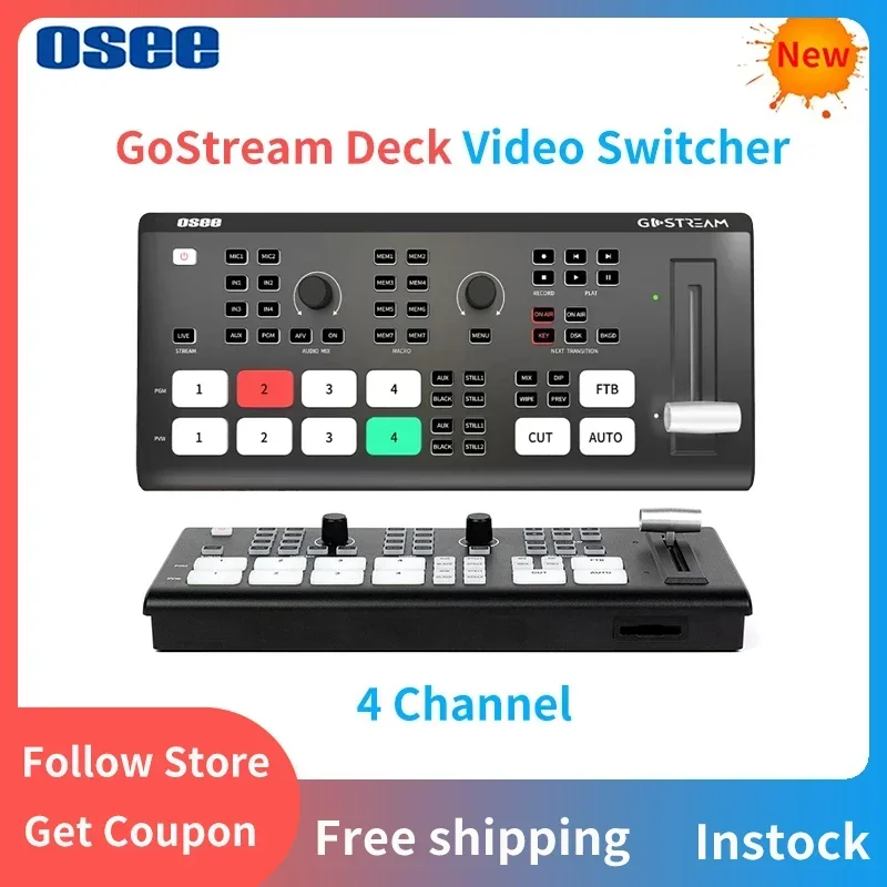 OSEE GoStream Deck conmutador de vídeo, 4 canales, función de recepción HDMI con NDI para transmisión en vivo, portátil