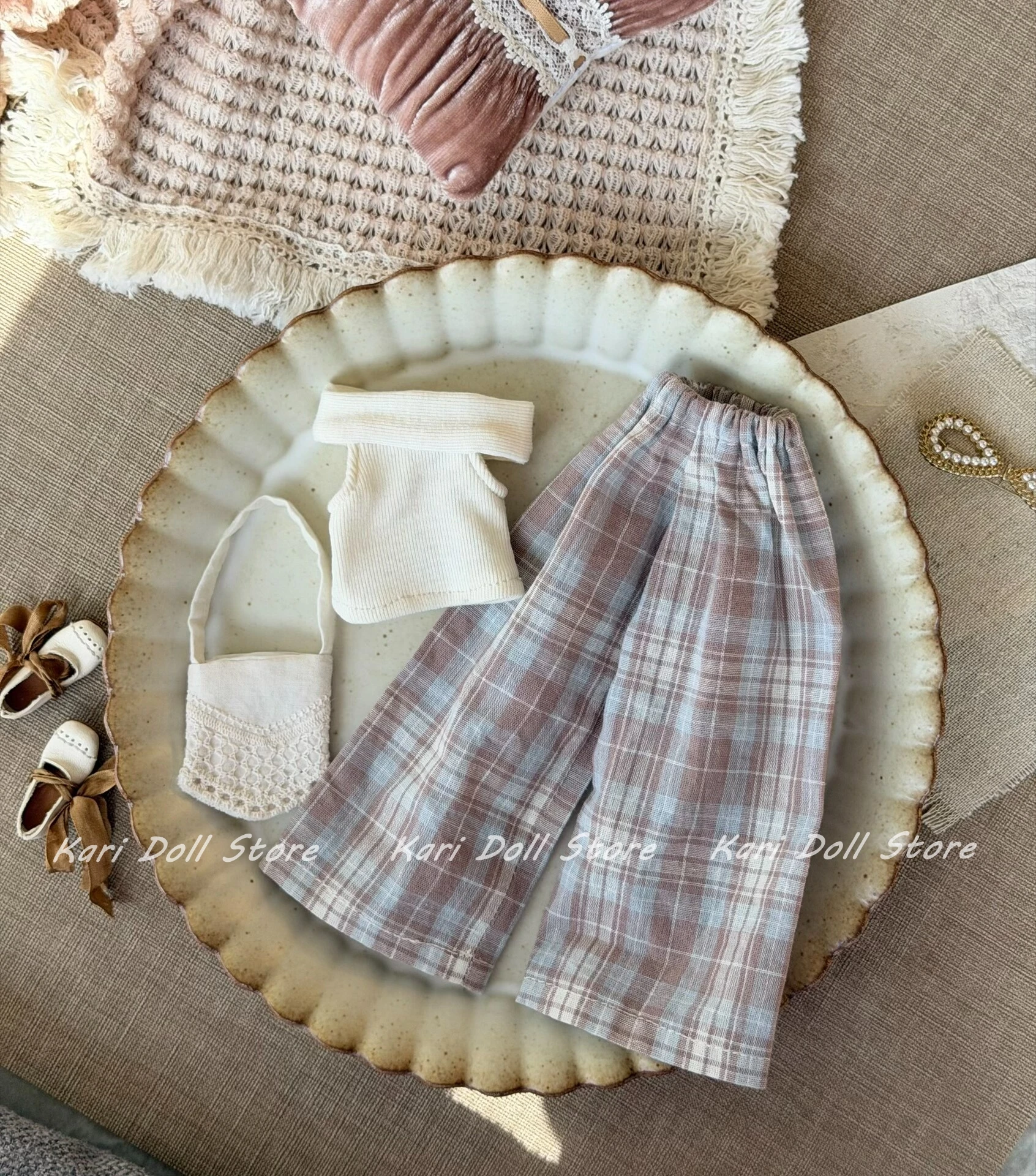 2026 Kari Doll Clothes and skirts Retro Tartan Versatile Set for Landazz Landoudou ob24 ob22 Doll