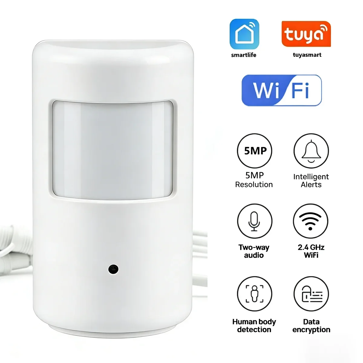 

Tuya Mini WiFi Camera 5MP HD Indoor Invisible Security Monitor With Two-Way Audio, Night Vision, Human Detection Smart IP Camera