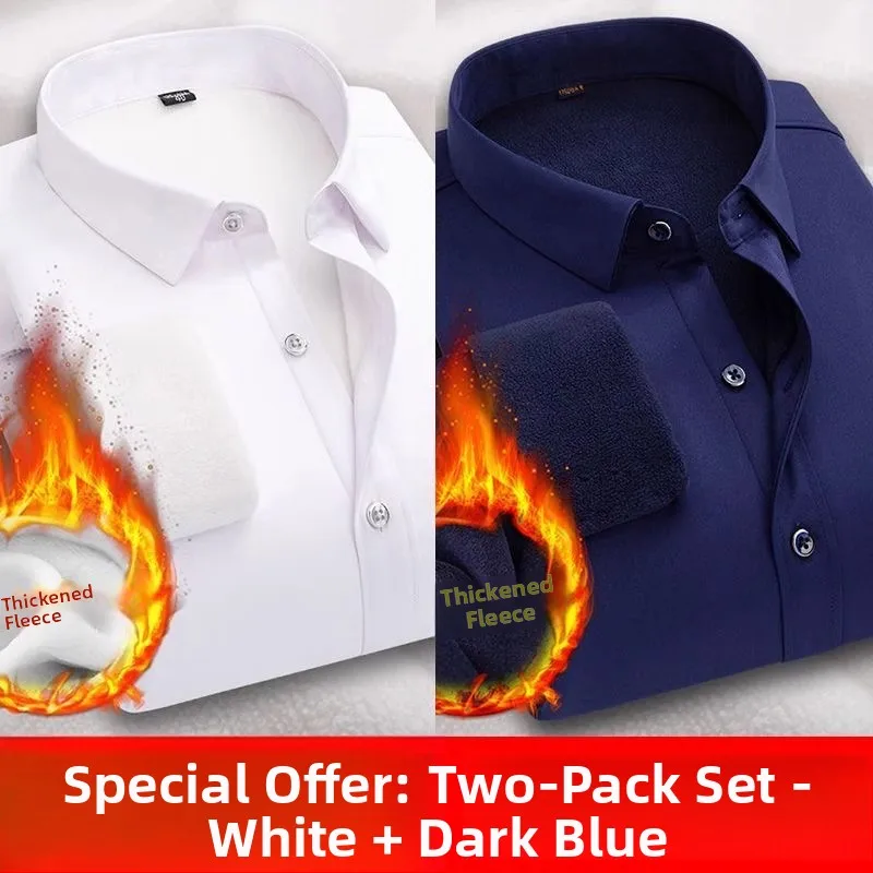 남성용 기모 안감 따뜻한 롱 슬리브 비즈니스 캐주얼 폴리에스터 섬유 무브랜드 등록 상표