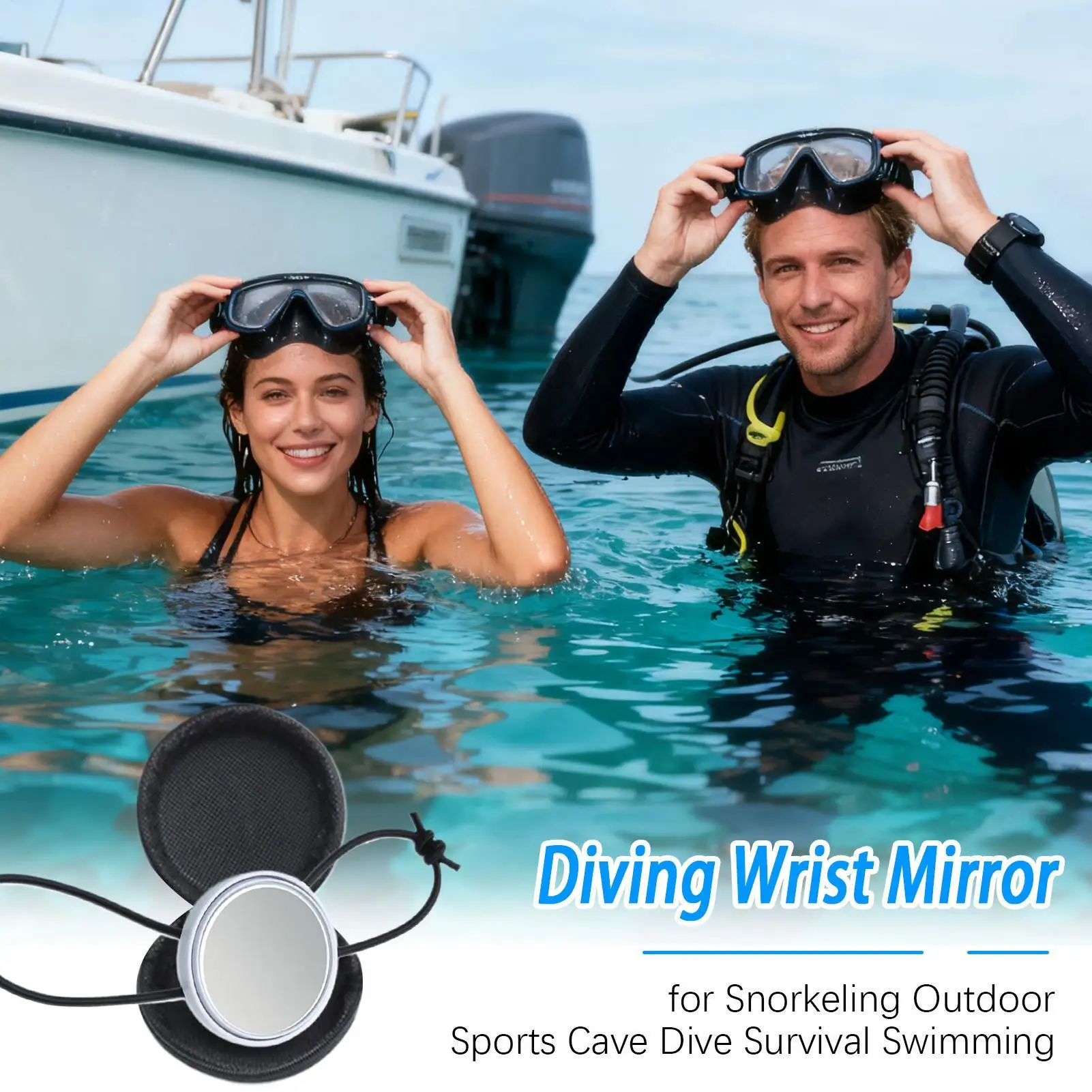 مرآة معصم للغوص مرآة معصم للغوص مع حزام مرآة محدبة مقاومة للماء لمراقبة لوازم الرؤية الخلفية #4