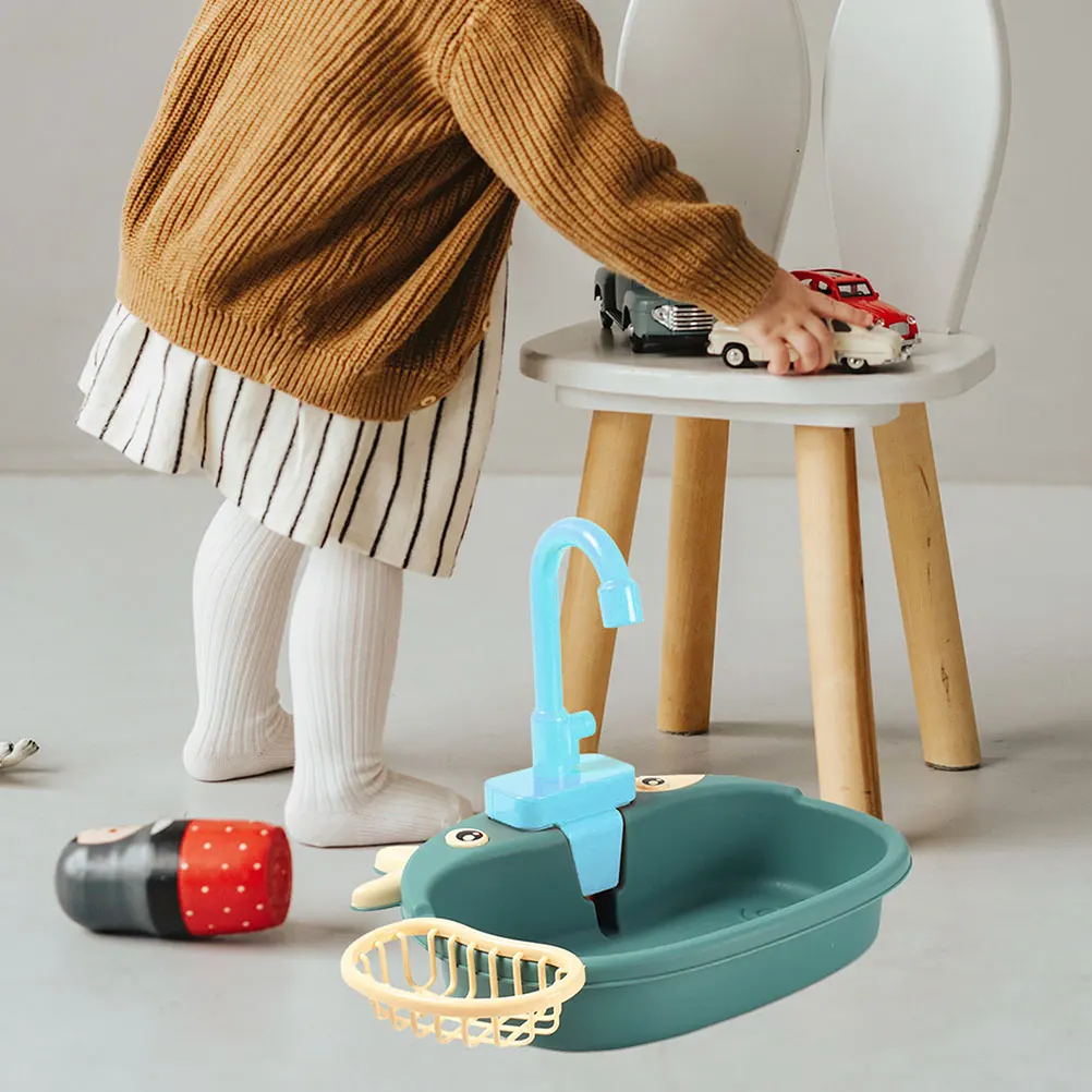 

2pcs Electric Dishwasher Toy Realistic Simulation Faucet Kids Pretend Play Kitchen Sink Tub Child Plastic Water Toys
