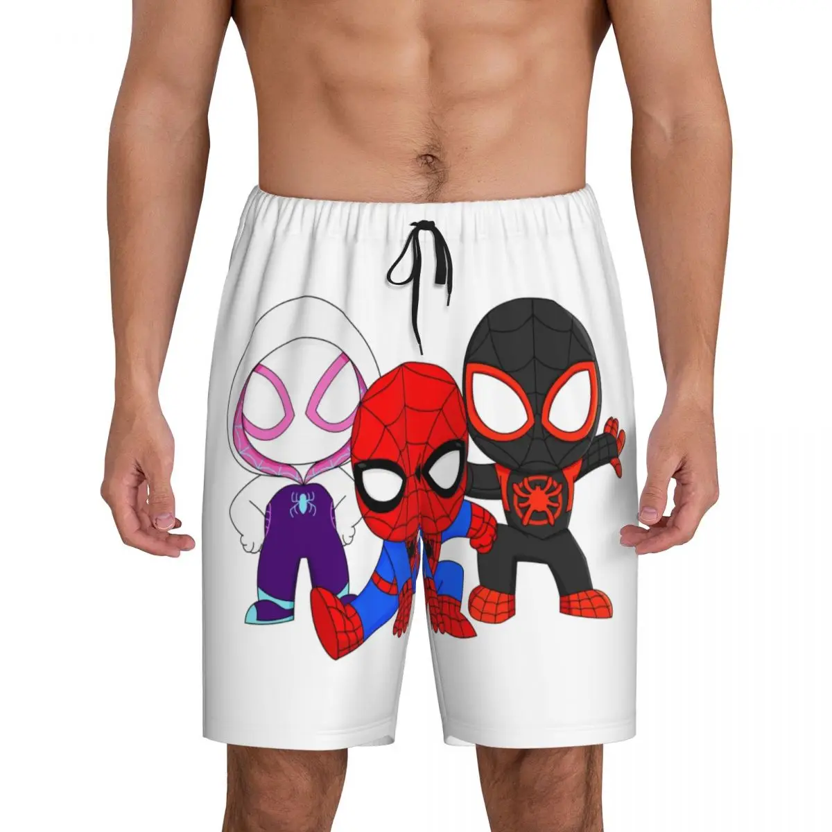 Custom Men's Ghost Spider Girl Pajama Shorts Print Sleep Pjs Sleepwear Bottoms with Pockets