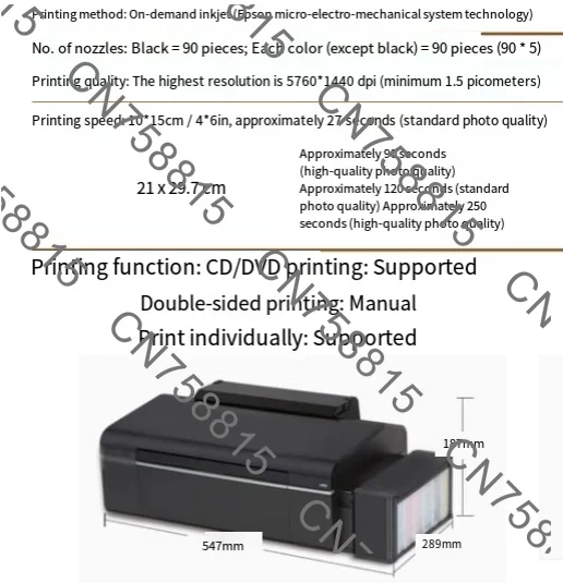 For  T shirt All Fabric Hoodies DTF Printer Complete，A4 DTF Printer Bundle L805 Converted DTF Printer Direct Transfer Film