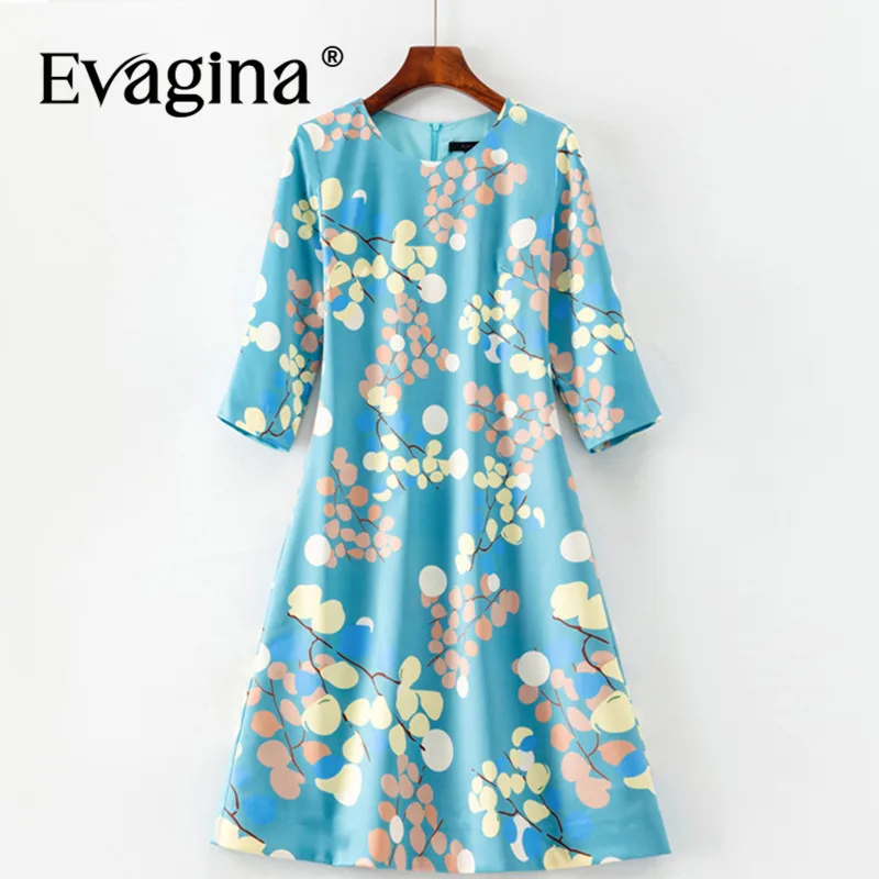 

Evagina Three Quarter Sleeve Chic Elegant Print Dress Summer Women's Commuter New Designer Pencil Dresses