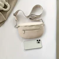 Soft Leather Women's Fashion Casual Fanny Pack Saddle Bag New Fashion Chest Bag Single Shoulder Crossbody Bag Travel Mobile Phone 5