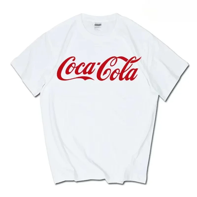 Klassisches Coca-Cola-Logo-Print-T-Shirt für Herren und Damen, lässig, locker, aus Baumwolle, kurzärmelig, Retro-Streetwear, Unisex-Oberteile – Detail 6