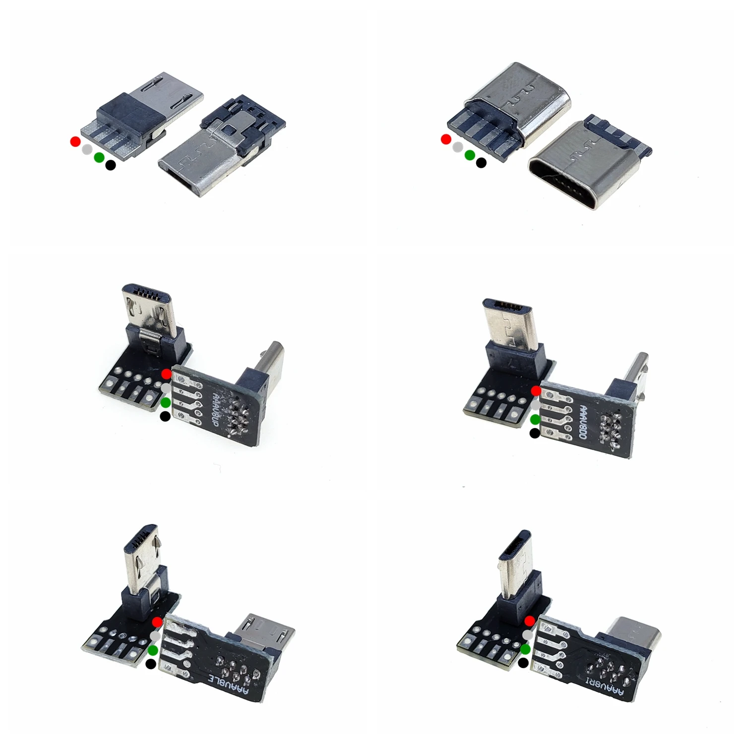 USB 2.0 플러그 업, 아래, 왼쪽, 오른쪽, DIY 맞춤형 L 자형 엘보, 90 도 안드로이드 마이크로 C타입 미니 USB 데이터 전원 공급 장치, 2 개