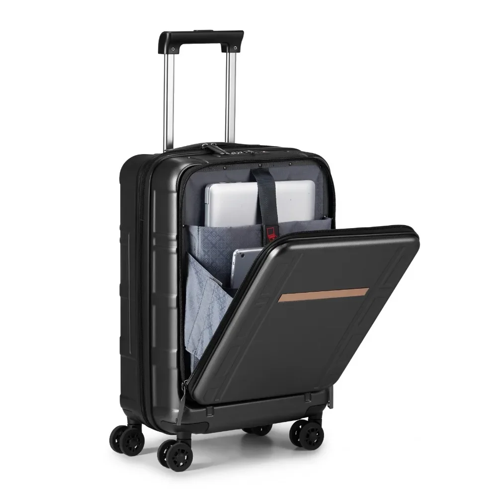 Carry on Luggage 22X14X 9 Airline Approved ABS+PC 20 Inch Luggage with Front Compartment Double Spinner Wheels TSA Lock