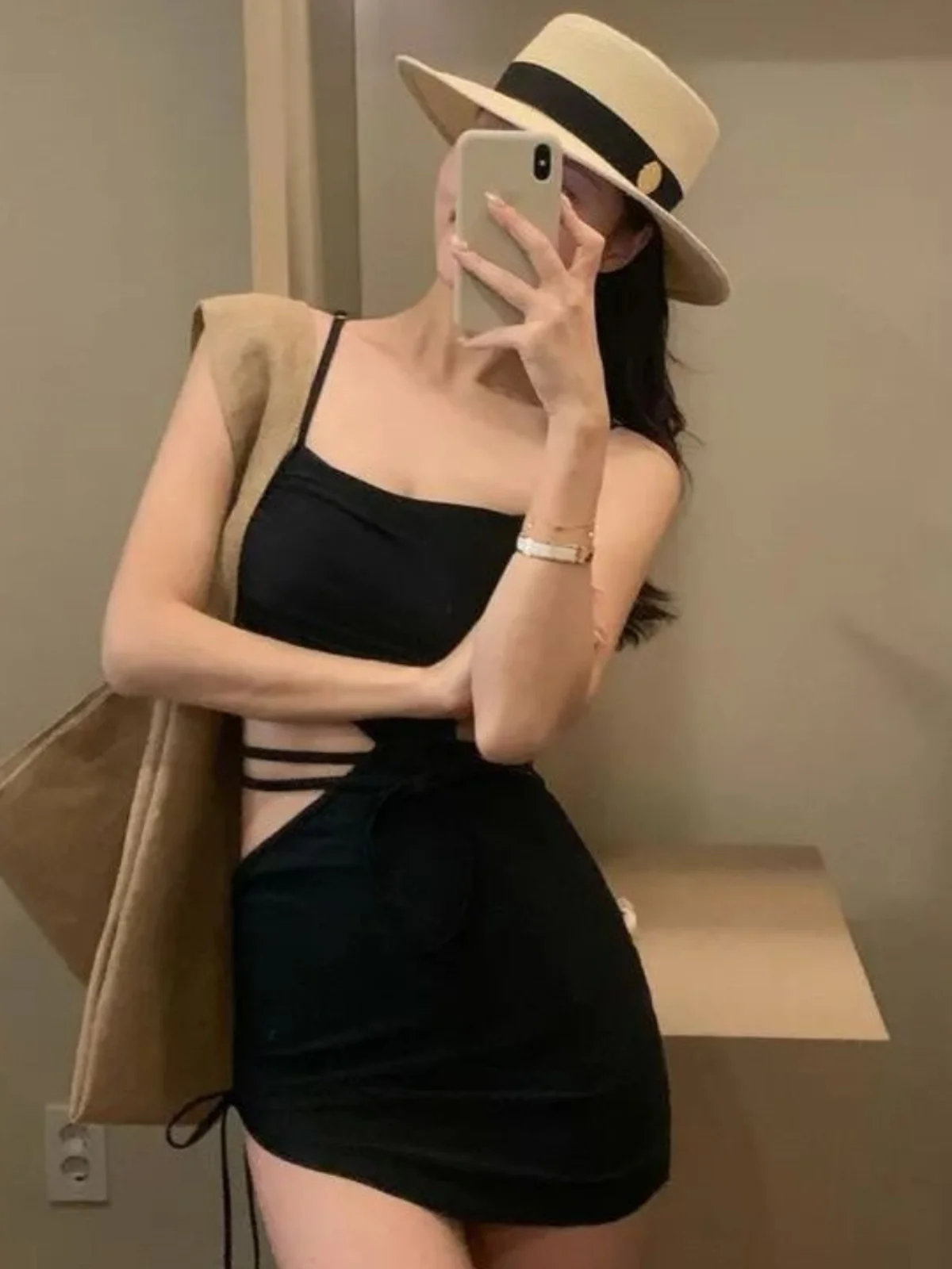 Nowa transgraniczna spódniczka damska, modelująca sylwetkę, mały biust, podwójne ramiączka, bikini, strój kąpielowy damski, materiał nylonowy.