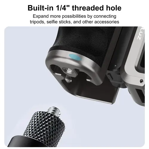 Imagen 2 del producto Para DJI Osmo Action 5 Pro / 4 / 3 PULUZ Adaptador de expansión de jaula de cámara de metal con mango