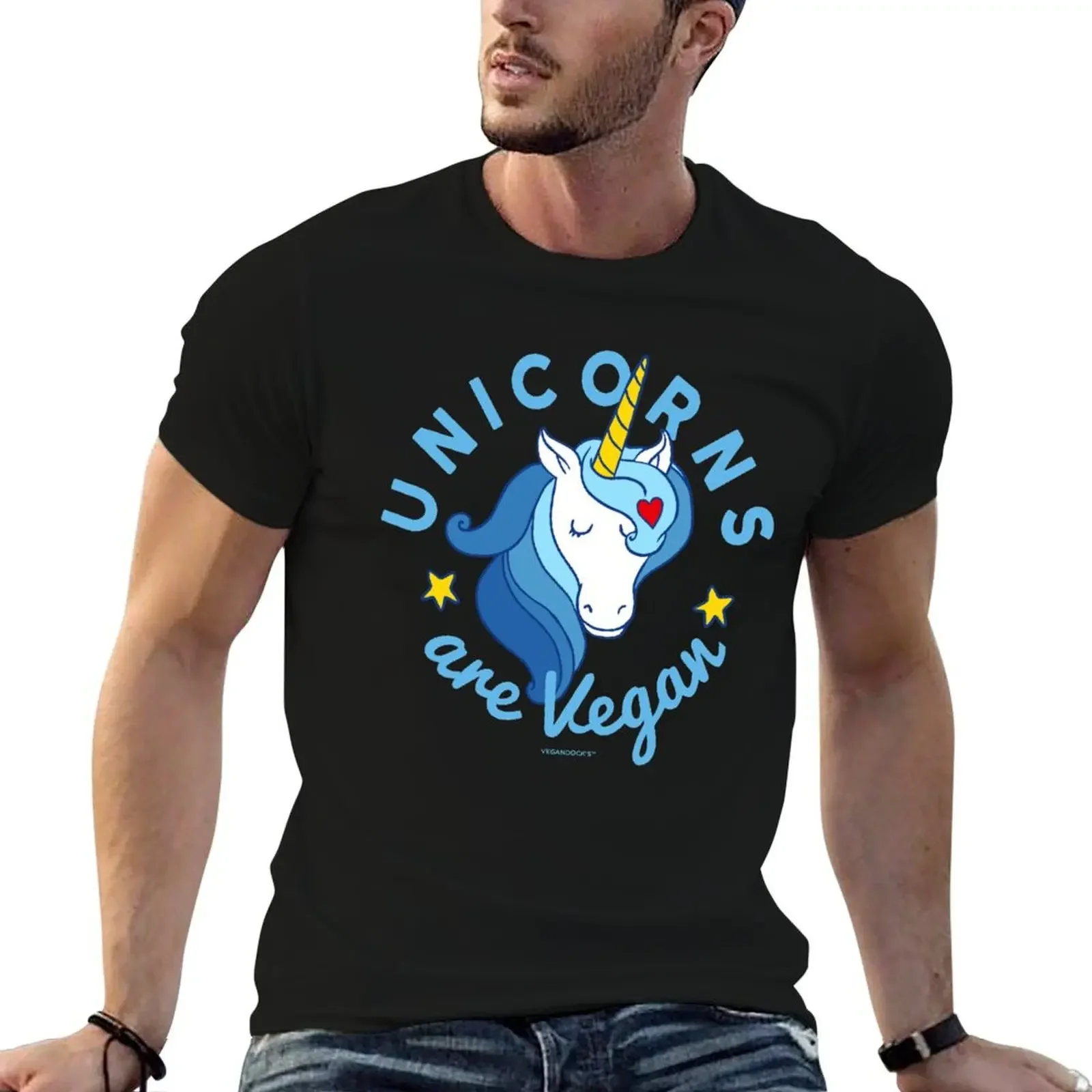 Vegan Unicorn Shirt Unicorns are Vegan (Blue) T-Shirt custom t shirt oversized t shirt clothes for men