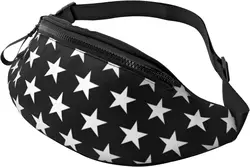 Riñoneras de estrella en blanco y negro para hombre y mujer, bolso de cintura ajustable, bolso cruzado, riñonera para viajes, correr, senderismo, ciclismo