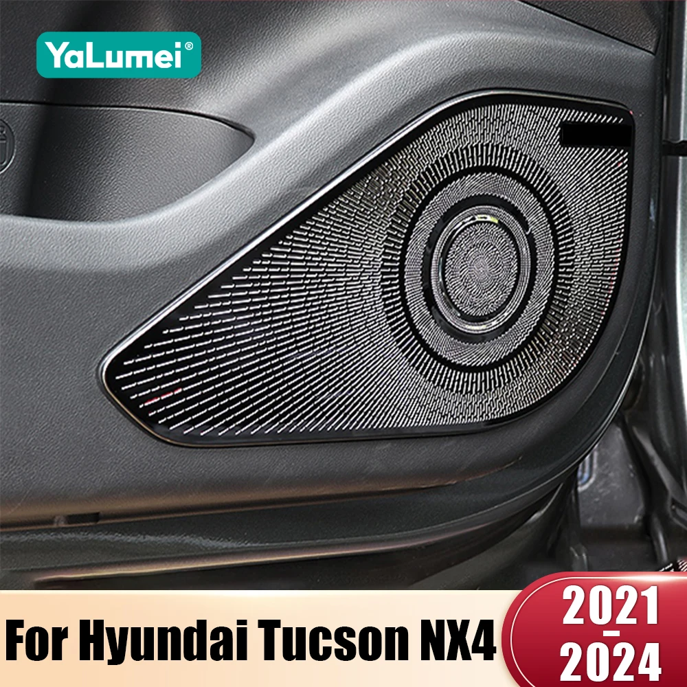 Für Hyundai Tucson NX4 2021 2022 2023 2024 Hybrid N Linie Edelstahl Auto Tür Audio Lautsprecher Trim Abdeckung Hochtöner Aufkleber