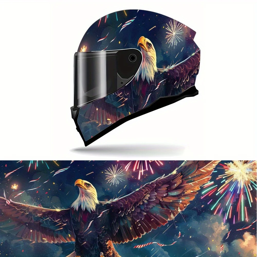 

Cool Sky Sea Eagle Design Full Face Helmet Sticker - Durable PVC Art Style Motorcycle Racing Helmet Decorative Sticker, Cu