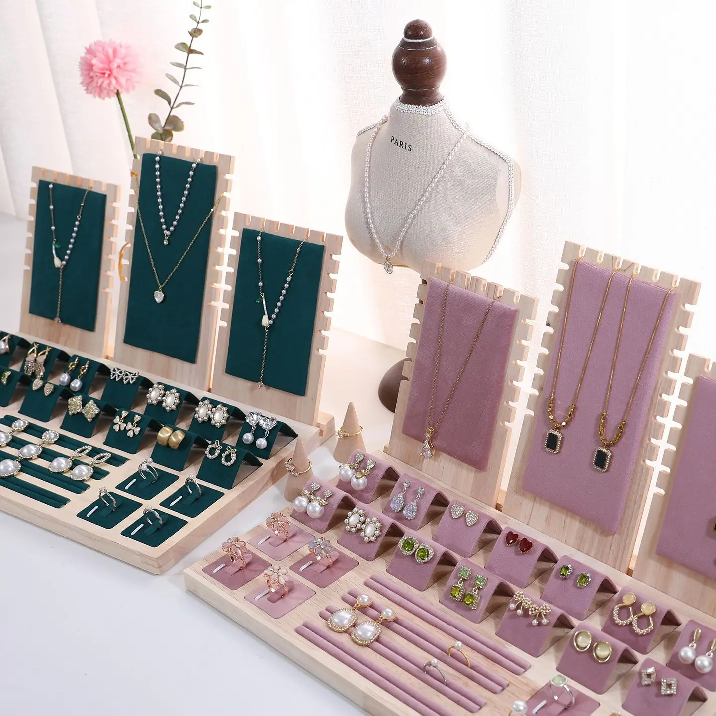 

Модный деревянный поднос для демонстрации ювелирных изделий со съемной доской, кулон, ожерелье, браслет, цепочка, кольцо, серьги, органайзер, витрина, реквизит