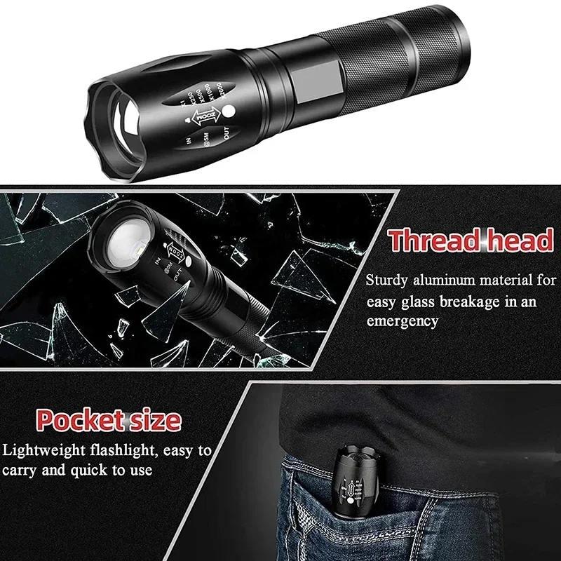 Powerful  T6 LED Flashlights High Lumens Zoomable Light Mini Flashlights for Outdoor Camping Walking Powerful Emergency Lantern