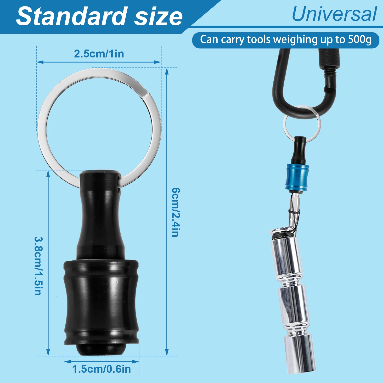 12Pcs Screwdriver Bit Holder 1/4 Inch Hex Shank Drill Bit Holder Aluminum Alloy Drill Bit Keychain Quick Change Connecting Rod