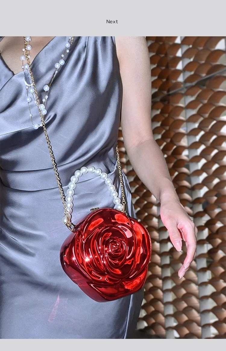 Fashion Rose Acrylic Clutch Bag for Women Designer Flower Box Shoulder Crossbody Bags Luxury Evening Party Purses Valentine Day
