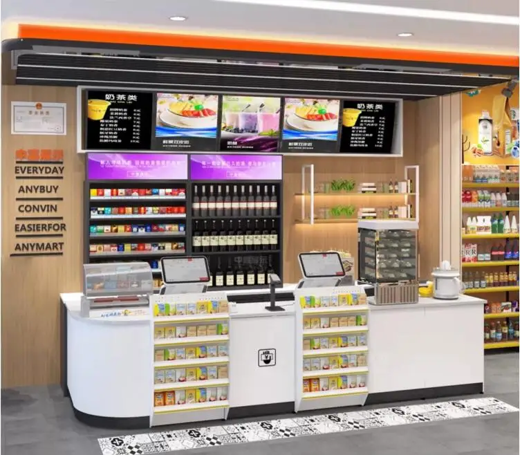 Supermarket cashier, tobacco and alcohol cabinet, convenience store combination, corner cabinet display rack