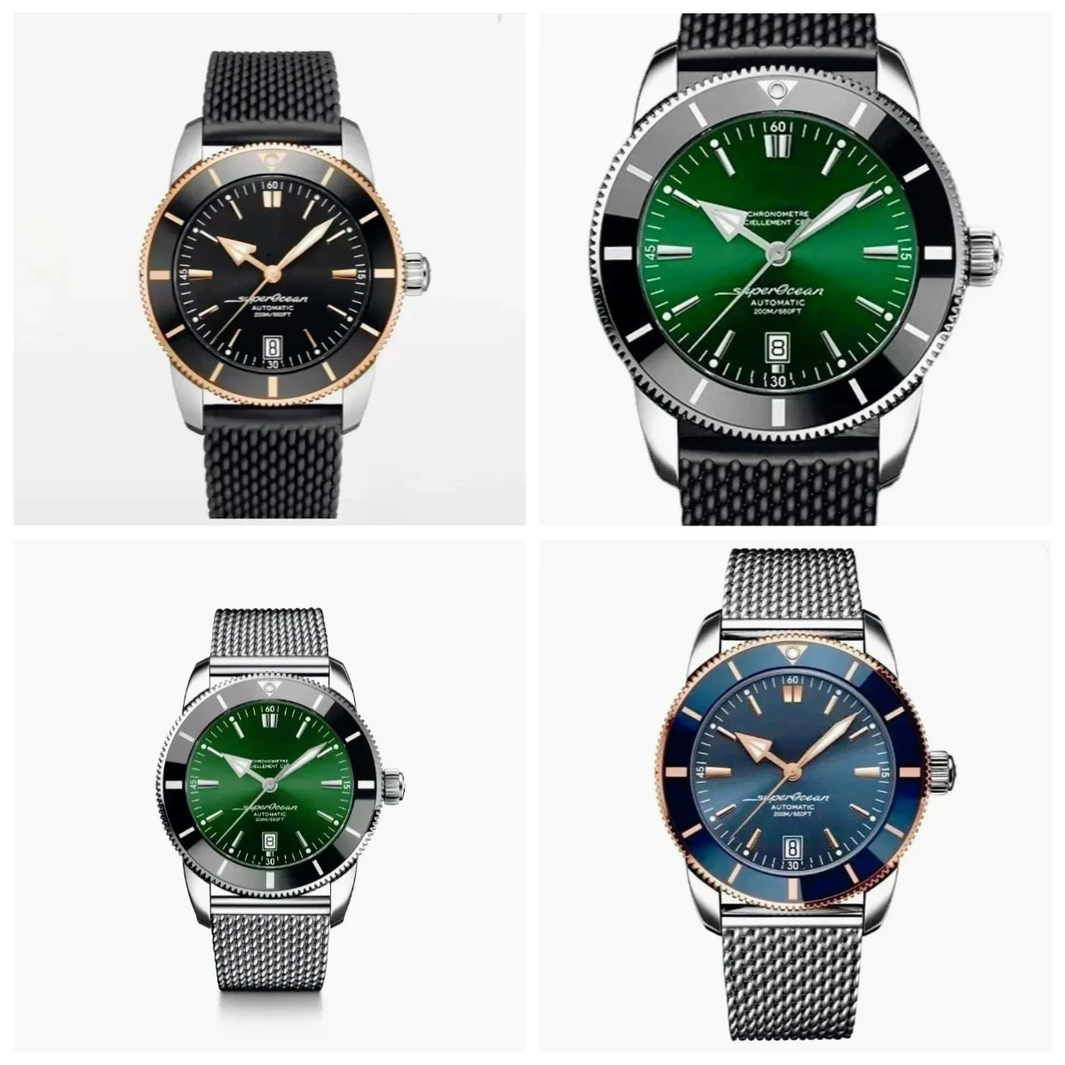 

2026Luxury Sports Men Automatic Mechanical Watch Superoceanes Rose Gold Black Blue Rubber Ceramic Wristwatch 46mm