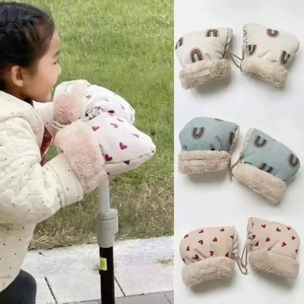 

Fashion Cartoon Printed Bicycle Gloves Windproof Cold Proof Handle Cover Gloves Hands Warmer Universal