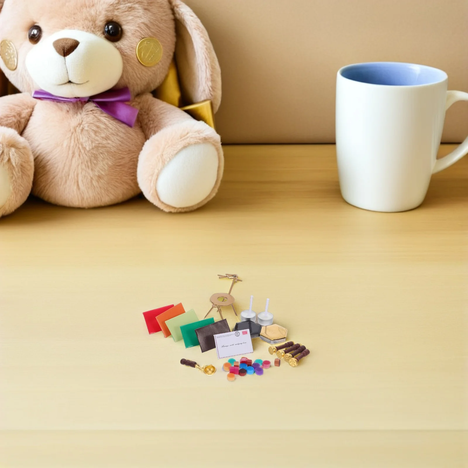 

1Set Simulation Mini Wax Seal Stamp Kit with Holiday Stamps and Melting Tools for Miniature Landscape Decoration Craft