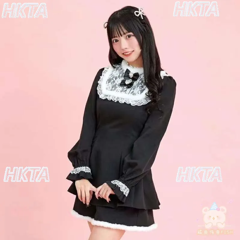 أنتجت الكتلة اليابانية فستان جديد قطعتين مجموعات الحلو ركاب لوليتا الدانتيل خياطة أفخم لطيف لوليتا فستان مجموعة تي شيرتات قصيرة للأطفال النساء